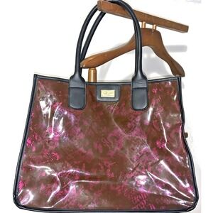 Betsey Johnson Jelly Tote Bag Purple Black Leopard Print Shoulder *read
